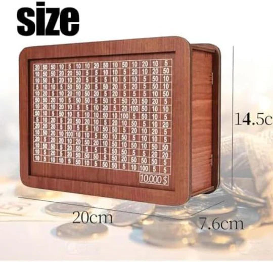 Wooden Money Saving Box with Counting Target