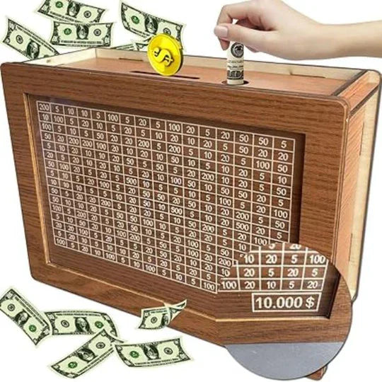 Wooden Money Saving Box with Counting Target