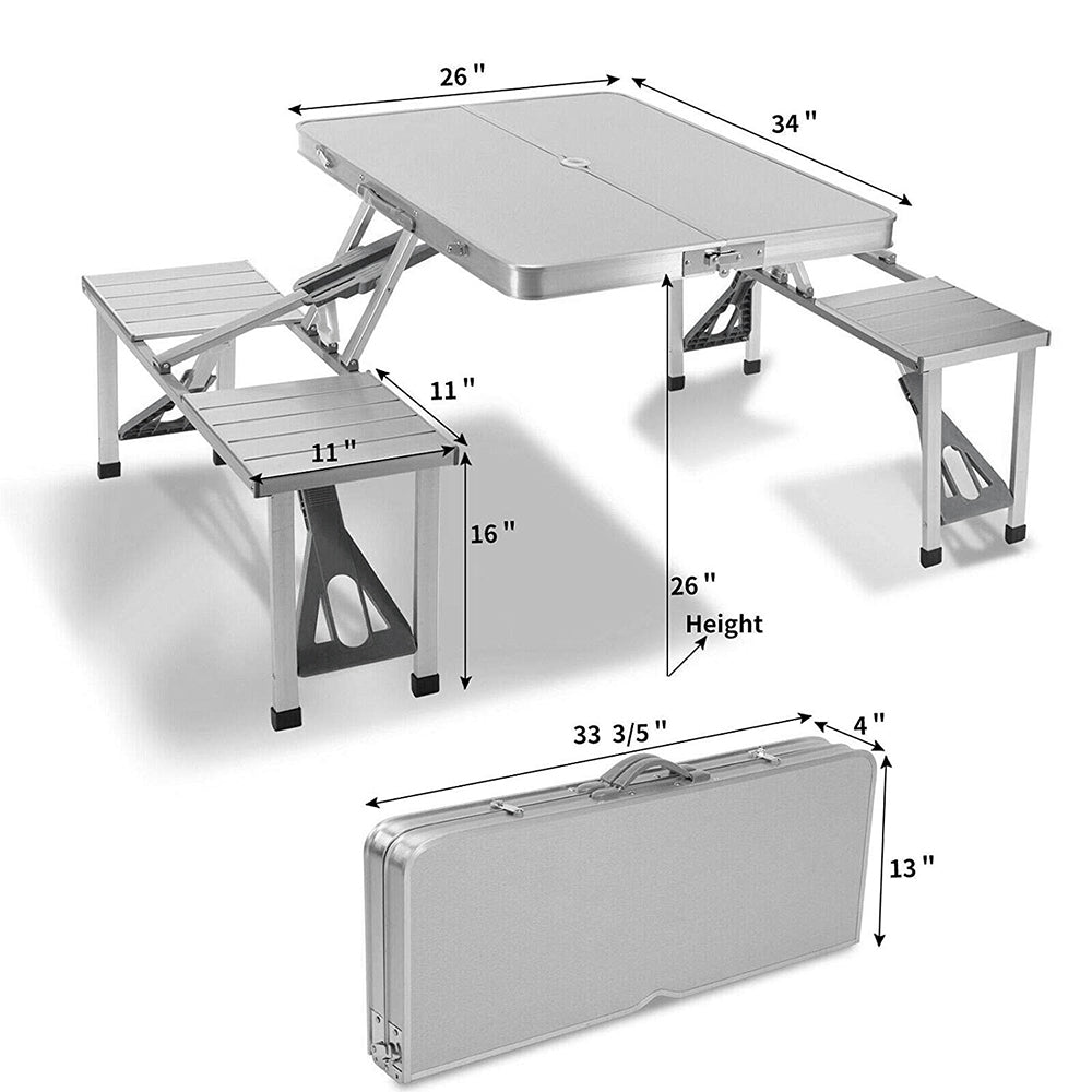 Aluminum folding table with 4 Seats Portable Camping Table