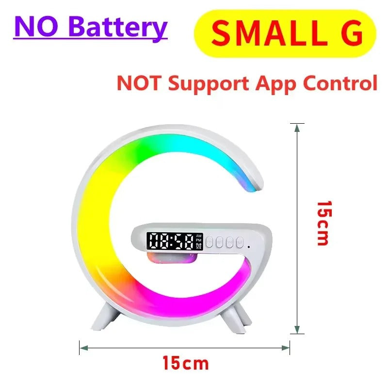 Multifunction Wireless Charger Stand Pad RGB Light Alarm Clock Speaker