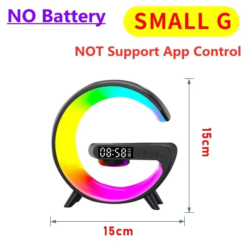 Multifunction Wireless Charger Stand Pad RGB Light Alarm Clock Speaker